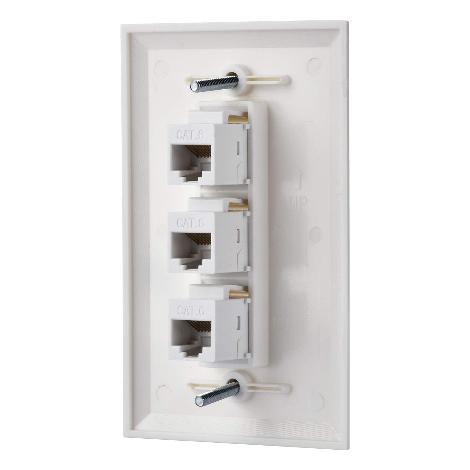 Ibl   Cat6 Keystone Ethernet Wall Plate Female To Female   White (3 Port Cat6)